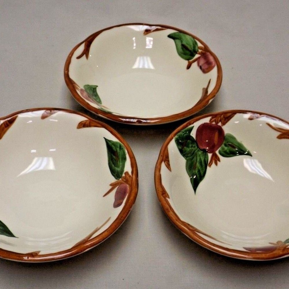 Franciscan Earthenware Hand Painted Set of 3 - 5 1/8" Fruit - Dessert Bowls